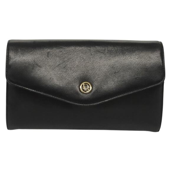 DIOR Chain Shoulder Bag Leather Black Gold - Picture 2 of 13